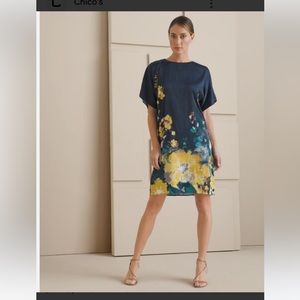 Chico’s Satin Floral Dress NWT